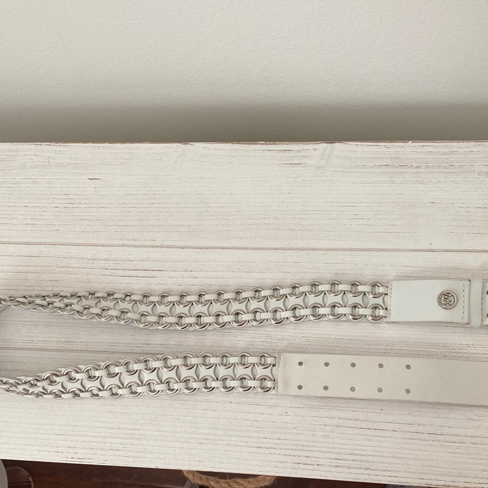 Michael Kors Ivory Braided Belt with Silver Buckle - Picture 6 of 6